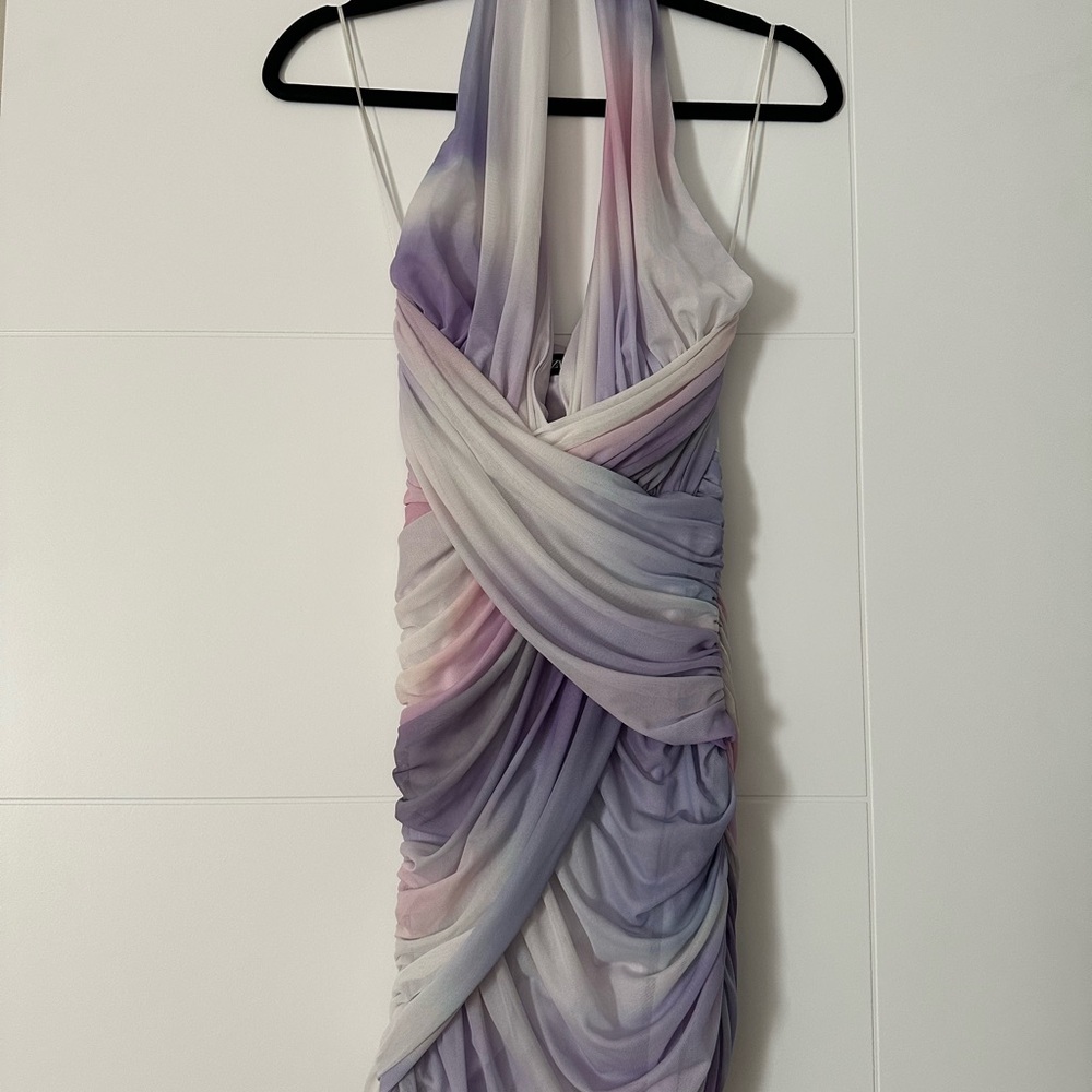 Zara Purple and Pink Halter Mini Dress